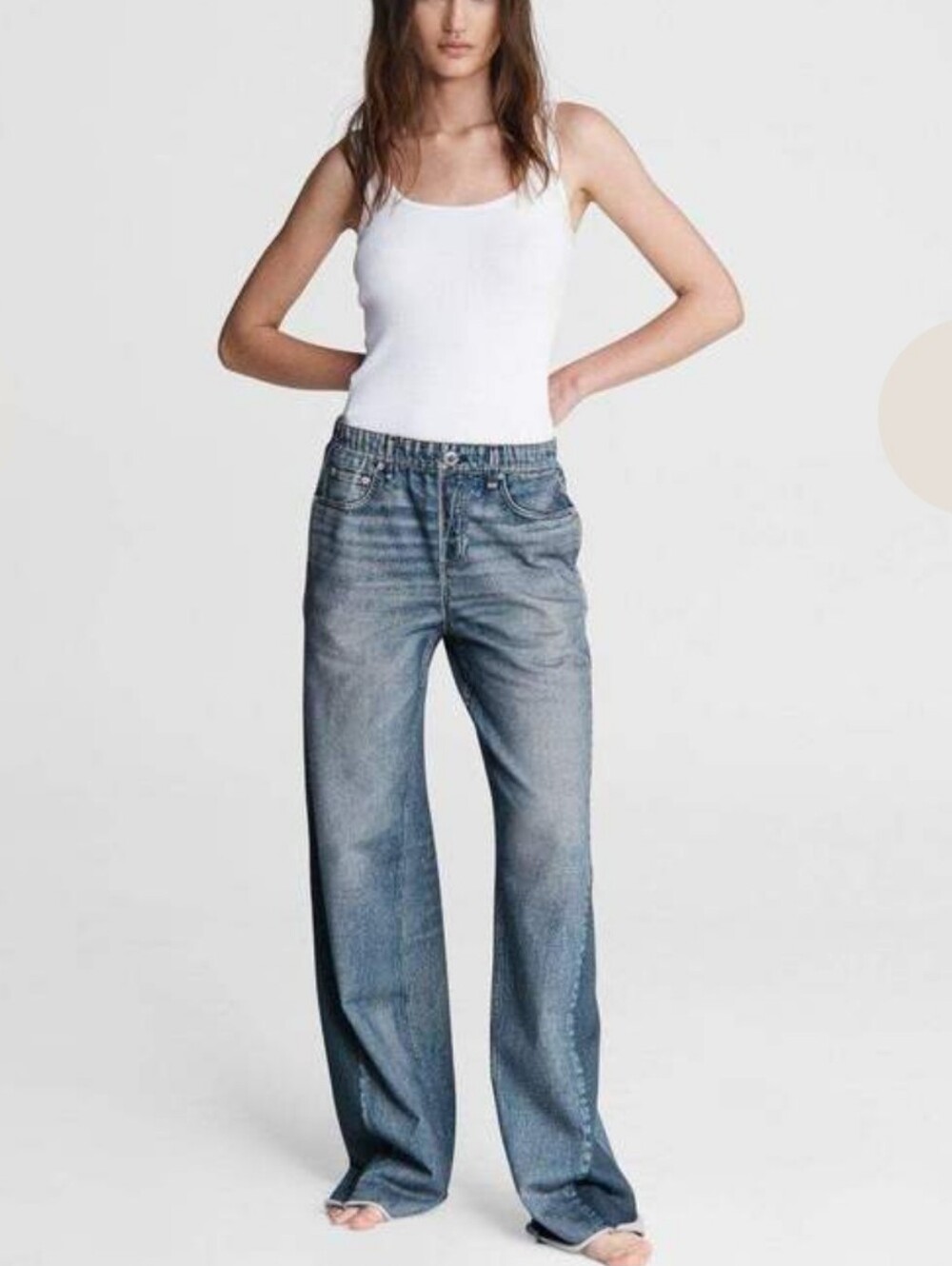 rag & bone Women's Flare Wide Leg Jeans in Faded Blue